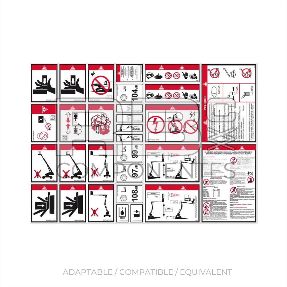WARNING DECALS KIT FOR ARTICULATED DIESEL AND ELEC