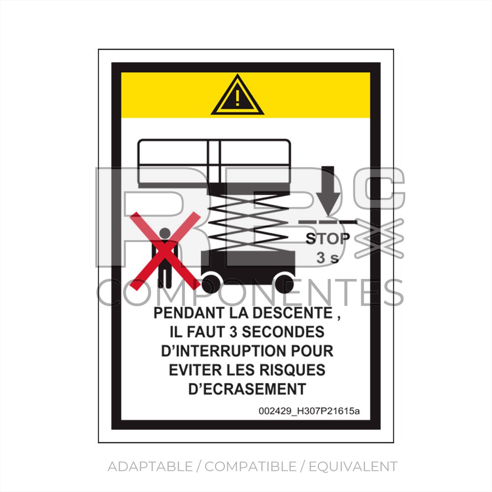 LOWERING TIME DECAL - 3 SEC. FRENCH