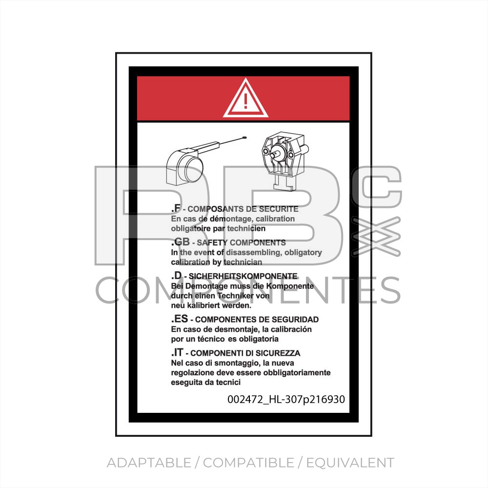 ADH. COMPATIBLE CON LA REF HL  307P216930