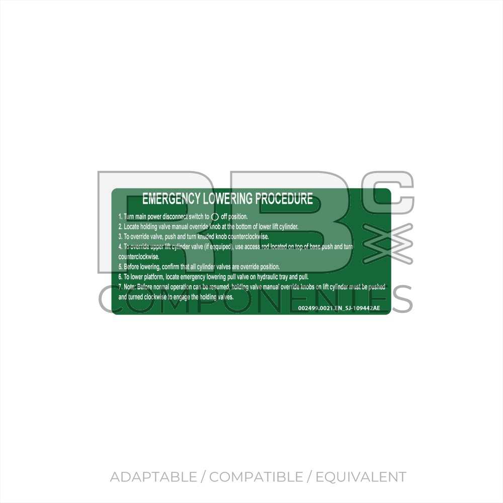 DECAL ENGLISH AD/CO/EQ SJ 109442AE