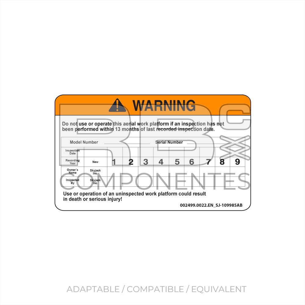 DECAL ENGLISH AD/CO/EQ SJ 109985AB