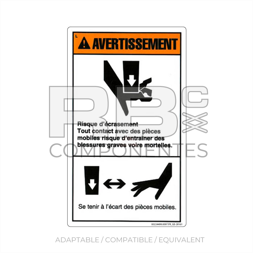 DECAL COMPATIBLE WITH GE 28161 FRENCH