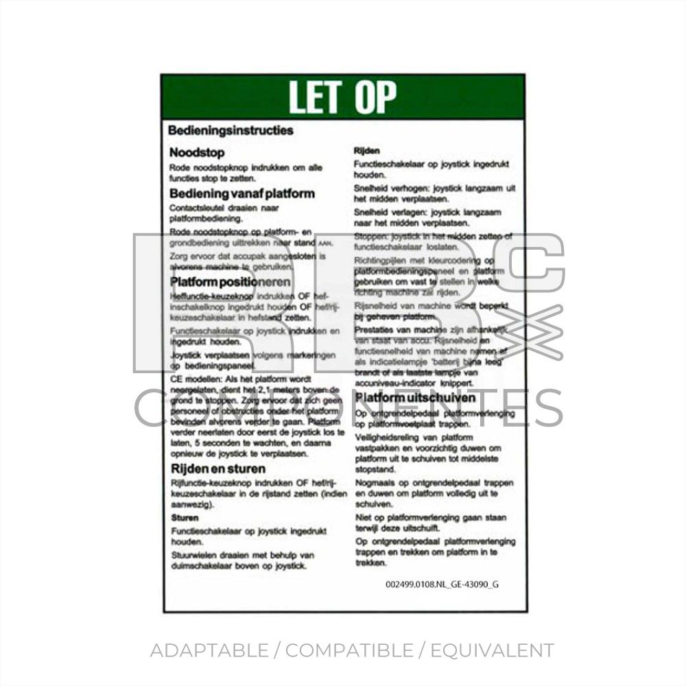 COMPATIBLE DECAL REF GE-43090DU G