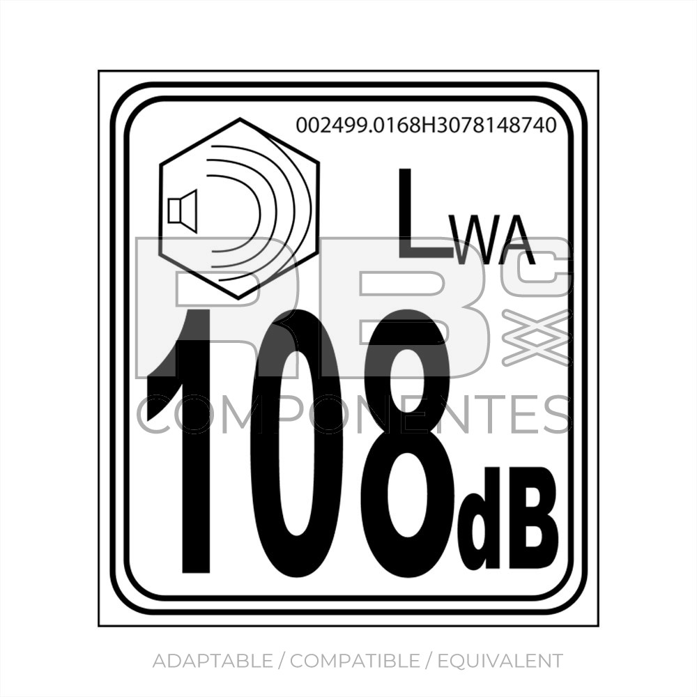 ACOUSTIC POWER LABEL 108dB