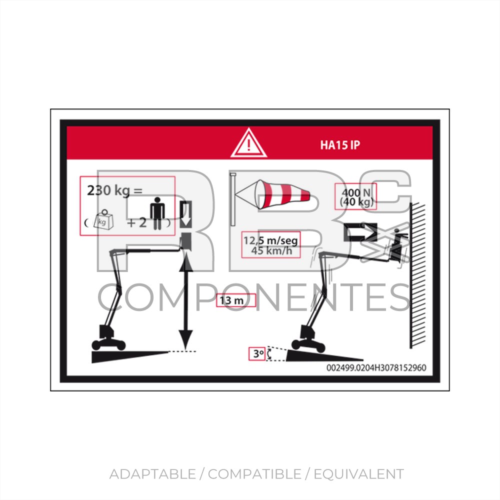 DECAL PLATFORM HEIGHT+LOAD FOR H15IP
