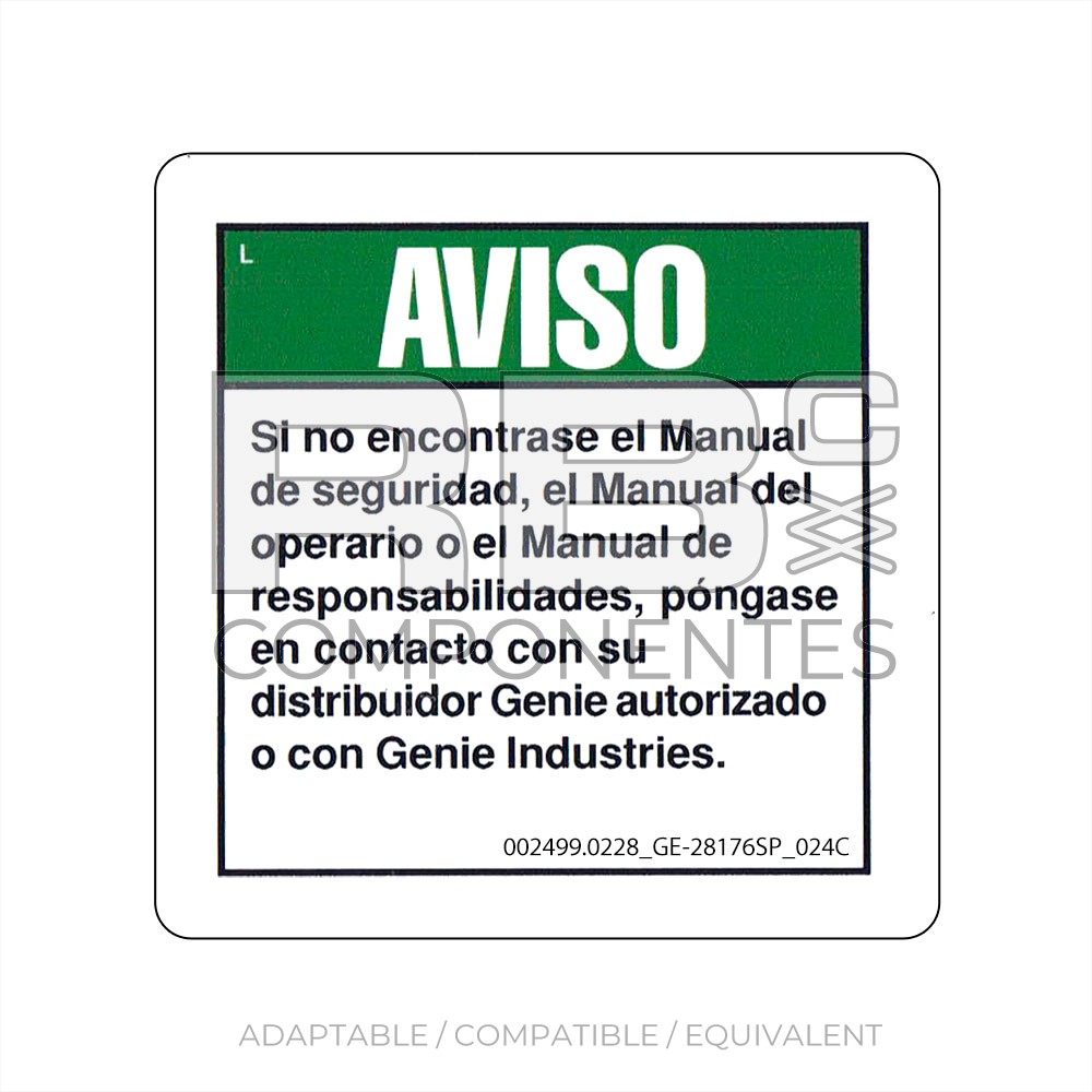 DECAL COMPATIBLE WITH GE 28176 024