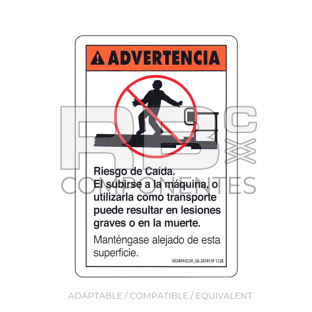 ADHESIVO COMPATIBLE REF GE 28181SP_122B