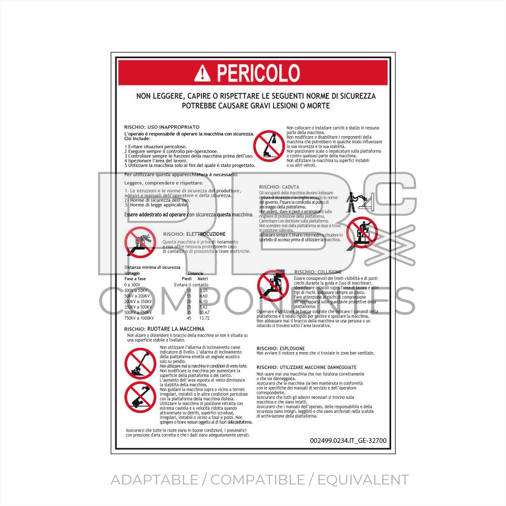 COMPATIBLE DECAL REF GE 32700 IT