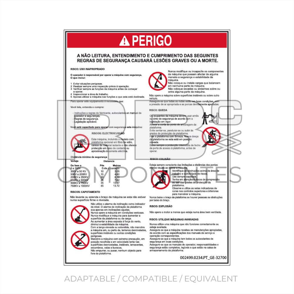 COMPATIBLE DECAL REF GE 32700 PT