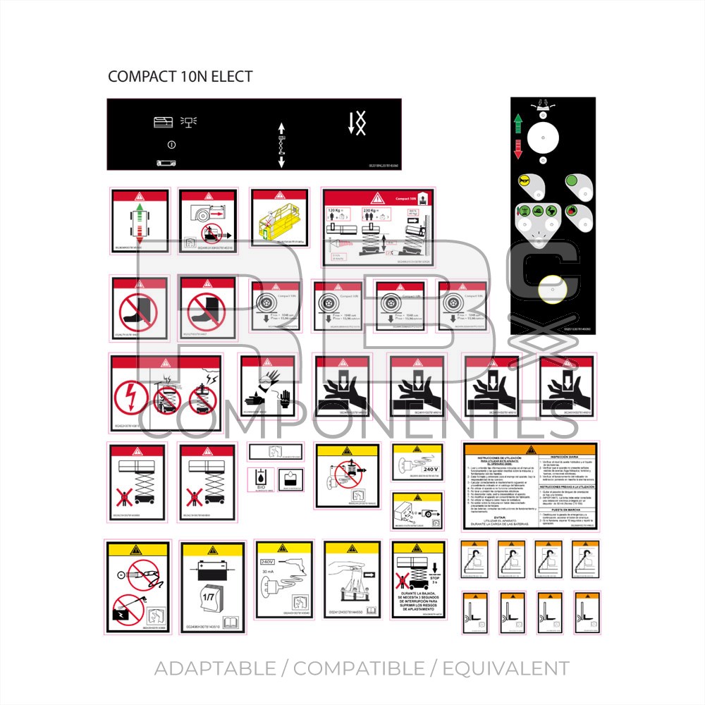 DECAL KIT WARNING+DANGER+FUNCTION HL C10N