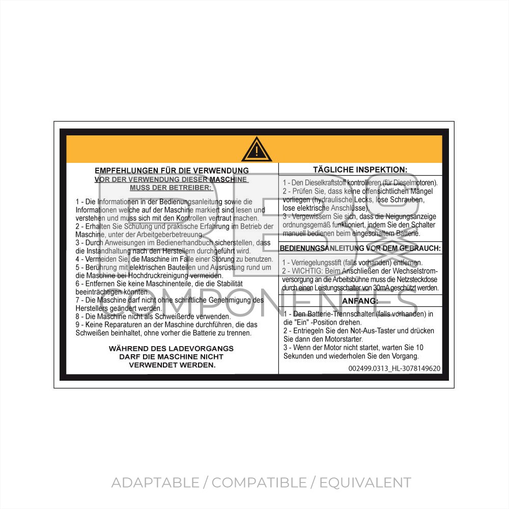 OPERATING INSTRUCTIONS (GERMAN) 210X140mm