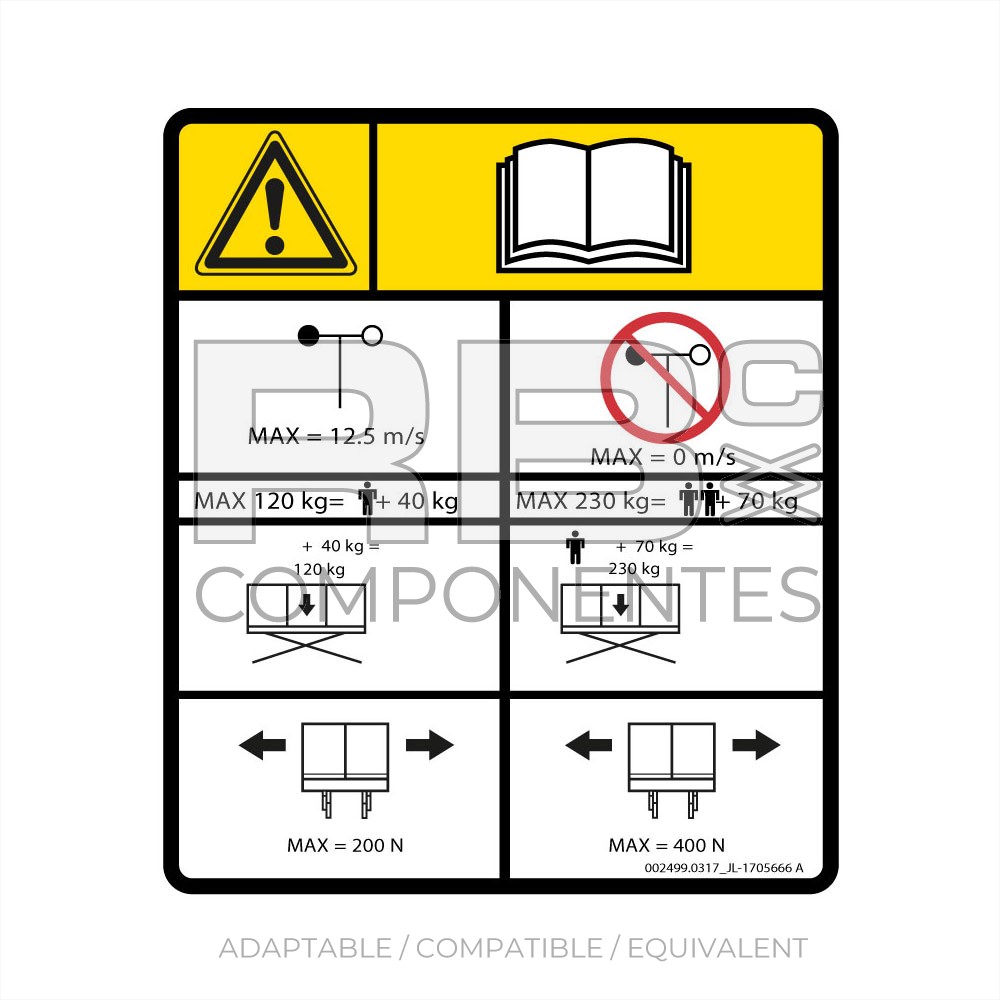 DECAL MAXIMUM LOAD AND WIND COMPATIBLE 1930ES