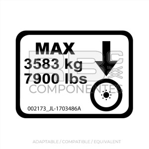TIRED LOAD 3583KG/7900LBS DECAL FOR JLG.