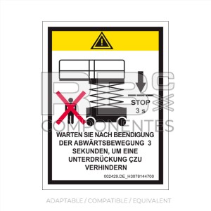 LOWERING TIME DECAL - 3 SEC. GERMAN