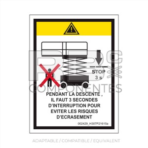 LOWERING TIME DECAL - 3 SEC. FRENCH