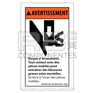 DECAL COMPATIBLE WITH GE 28161 122B FRENCH