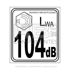 ACOUSTIC POWER LABEL 104dB