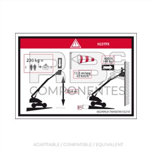 DECAL HEIGHT PLATFORM +LOAD FOR H23TPX
