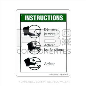 DECAL COMPATIBLE WITH GE 28165FR C FRENCH