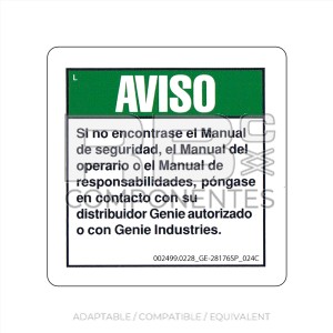 DECAL COMPATIBLE WITH GE 28176 024